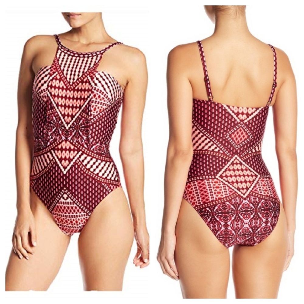 Kenneth Cole Hidden Paradise High-Neck 1 PC Swim